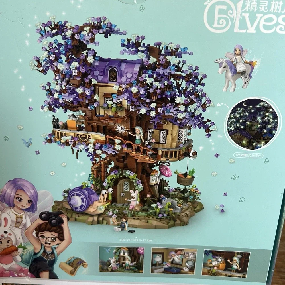 Star Fairy Treehouse Building Blocks Set, Japanese Sakura Tree House, Violet ...